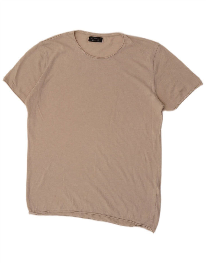 Tricou Zara Barbati Top Mare Bej Bumbac