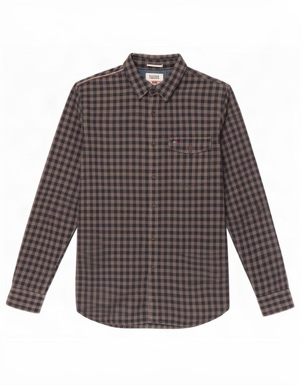 Cămașă de flanel pentru bărbați Tommy Hilfiger, mare, gri, bumbac