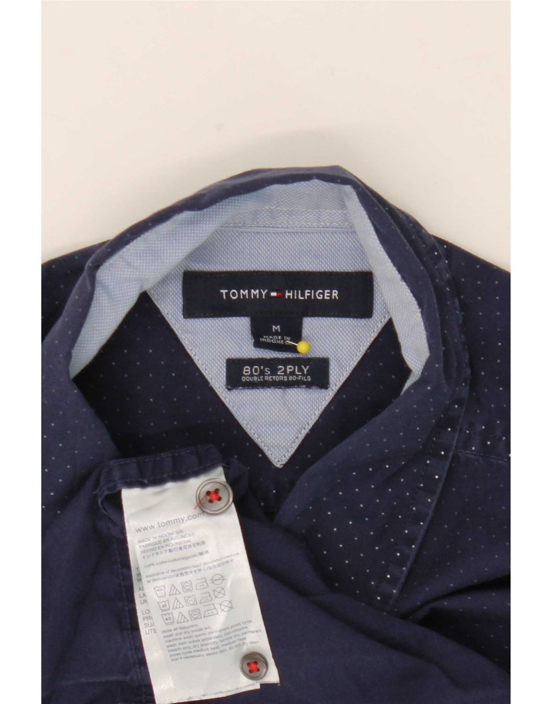 Cămașă pentru bărbați Tommy Hilfiger, bumbac cu pete, albastru marin mediu
