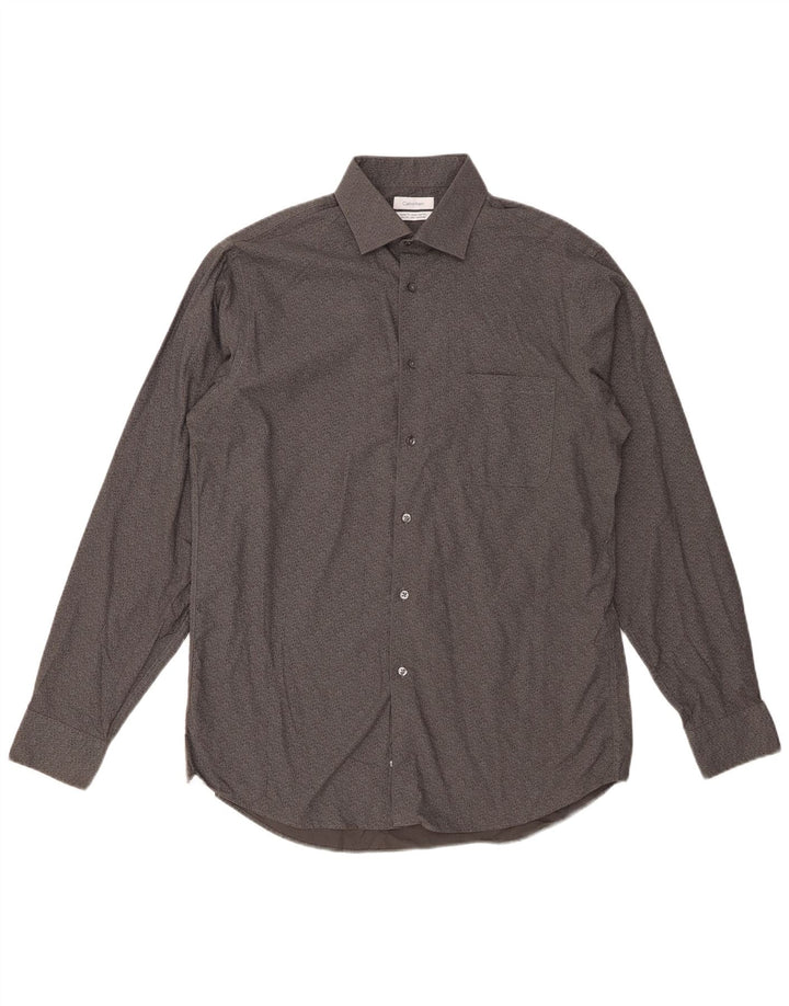 Cămașă CALVIN KLEIN pentru bărbați, cu tăiere obișnuită, mărimea 15 1/2, gri mediu, florală