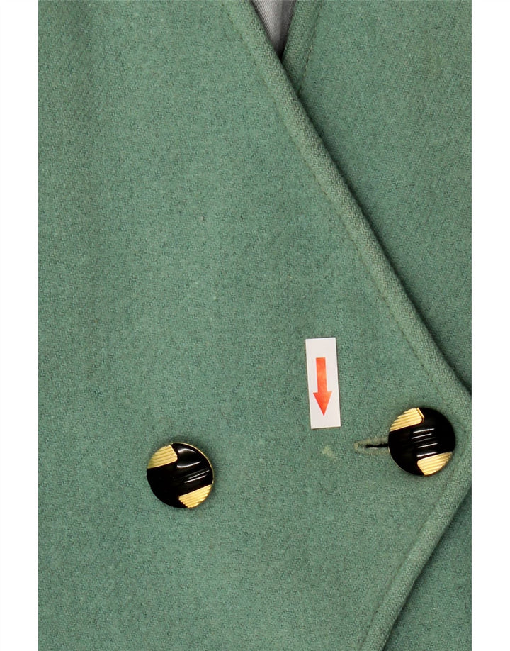 Jachetă vintage pentru femei cu mâneci 3/4 dublu-breasted, UK 8, verde, mică