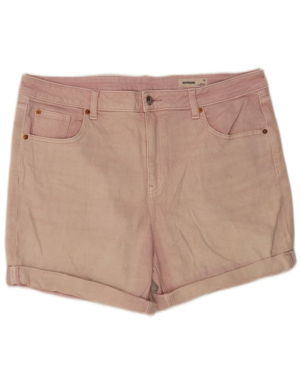 Marks & Spencer Pantaloni scurți din denim pentru femei Boyfriend Tie Dye UK 16 Large W40 Pink