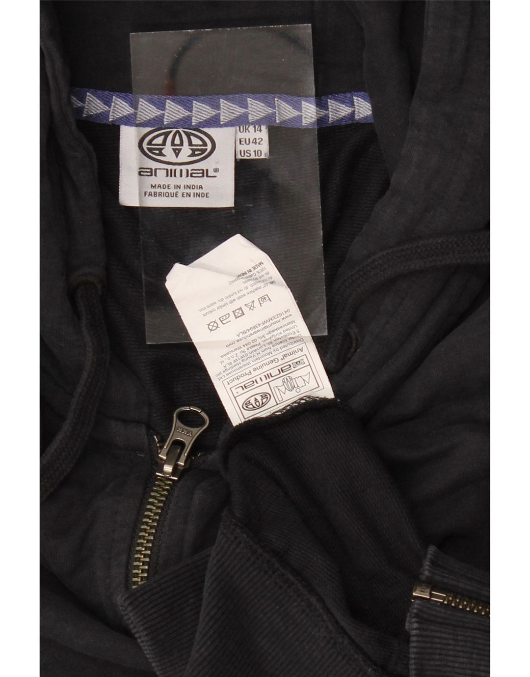 Pulover ANIMAL pentru femei, cu fermoar, UK 14, bumbac negru mare