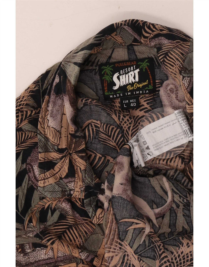 Cămașă cu mânecă scurtă pentru bărbați Pull & Bear, vâscoză florală, multicoloră