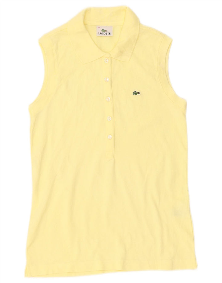 Tricou polo fără mâneci Lacoste pentru femei, mărimea 40, bumbac galben mediu