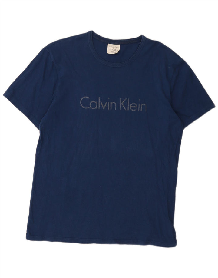 Tricou grafic Calvin Klein pentru bărbați Top mediu din bumbac bleumarin