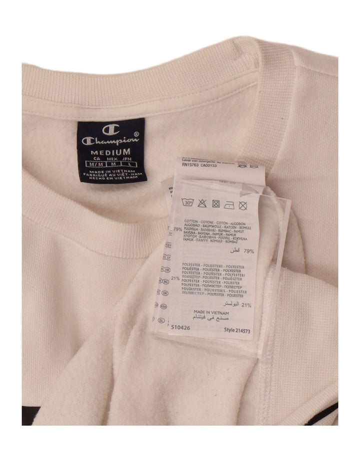 CHAMPION Womens Graphic Sweatshirt Jumper UK 12 Medium White Cotton Vintage Champion and Second-Hand Champion from Messina Hembry 