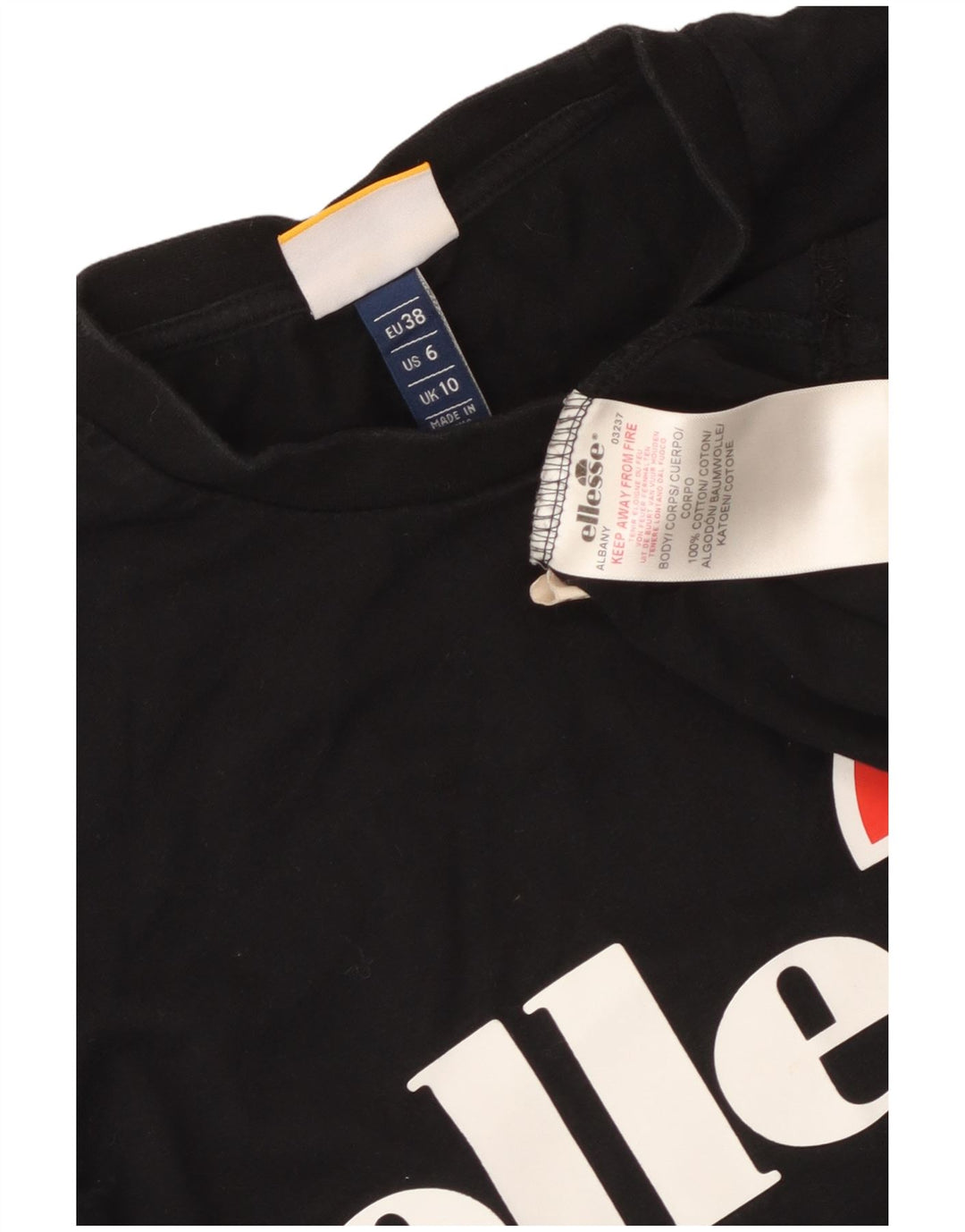 Tricou grafic pentru femei ELLESSE Top UK 10 Bumbac negru mic