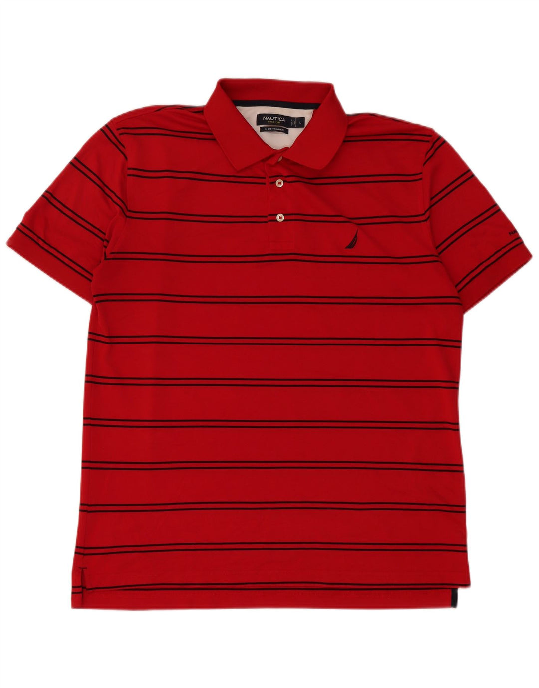 Tricou polo Nautica pentru bărbați, poliester cu dungi roșii mari