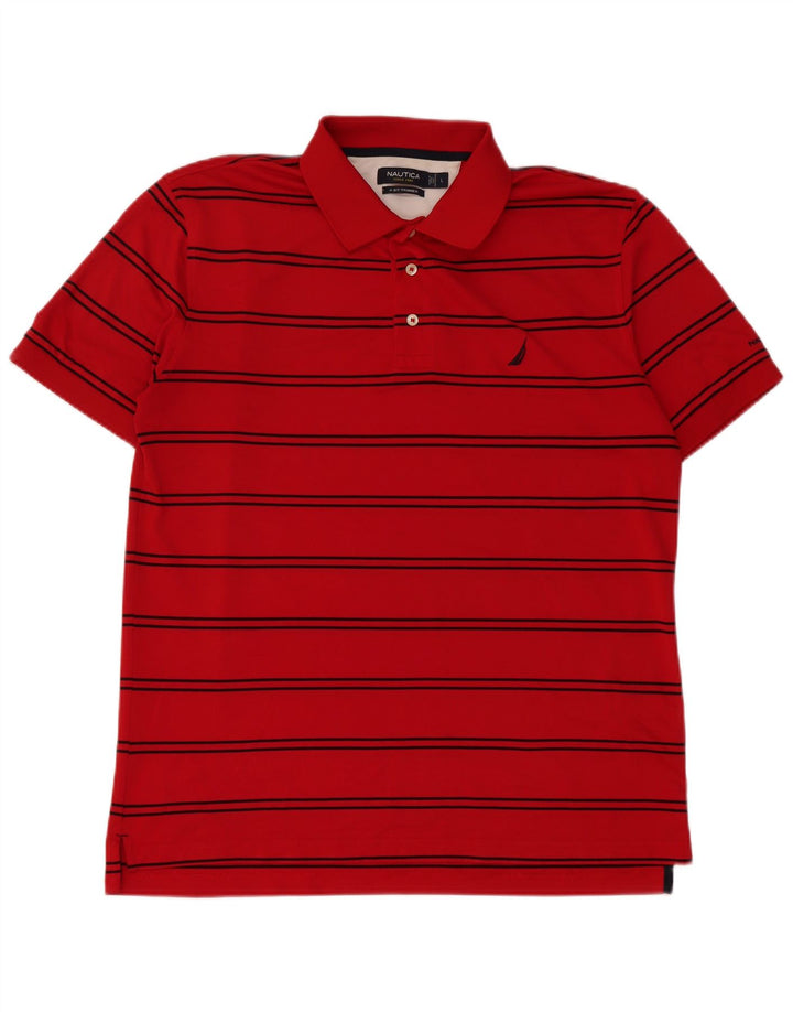 Tricou polo Nautica pentru bărbați, poliester cu dungi roșii mari