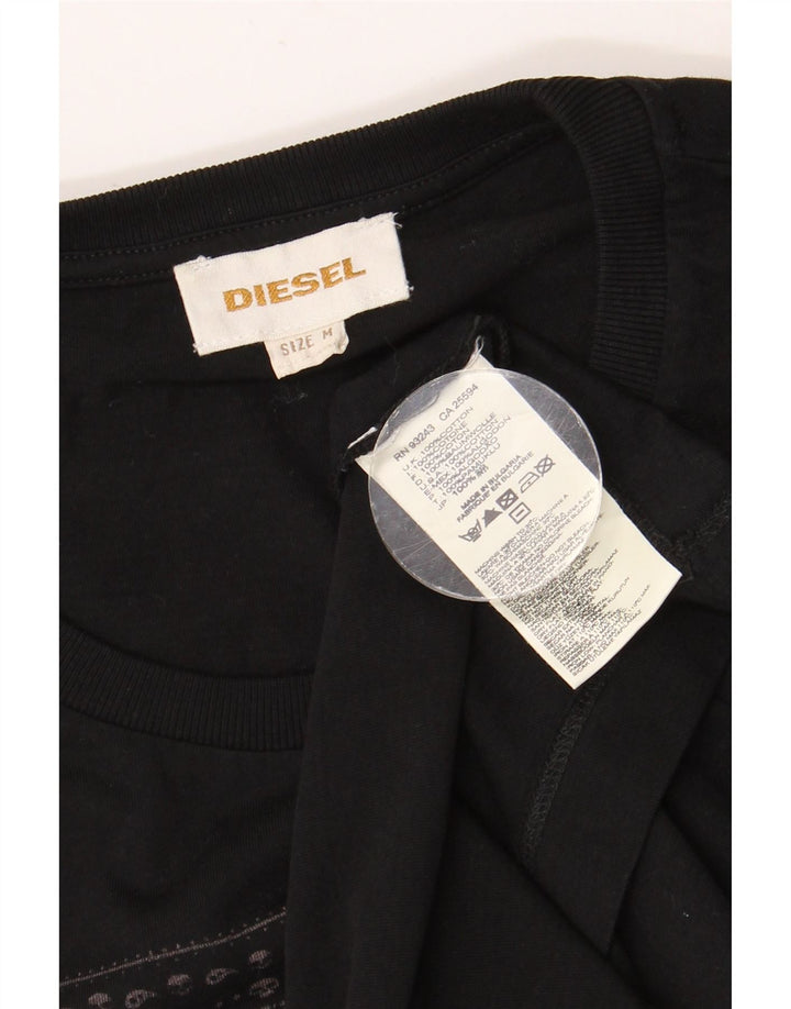Tricou grafic pentru bărbați DIESEL Top mediu negru bumbac