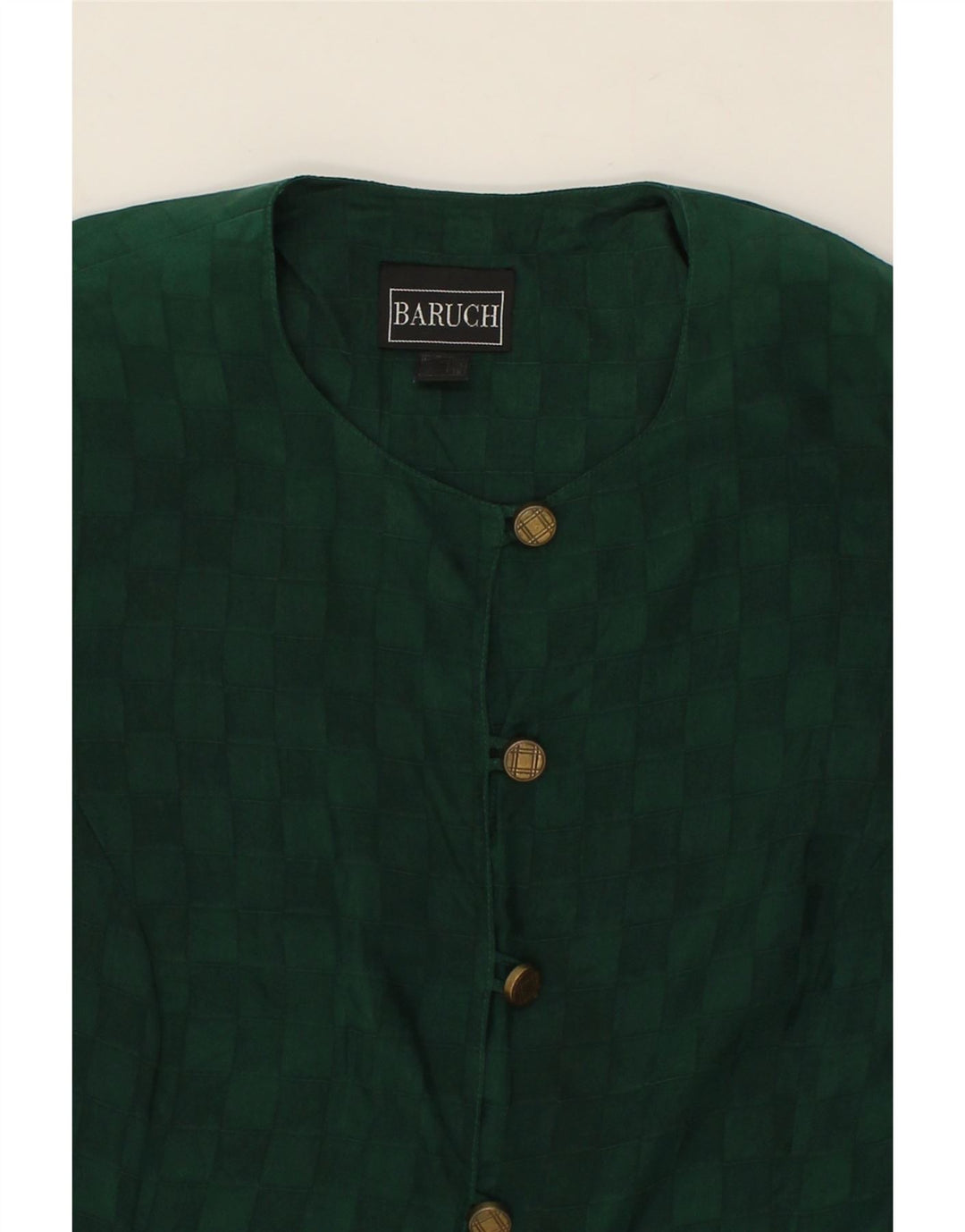 BARUCH Womens Shirt Blouse UK 20 2XL Green Geometric Cupro Vintage Baruch and Second-Hand Baruch from Messina Hembry 
