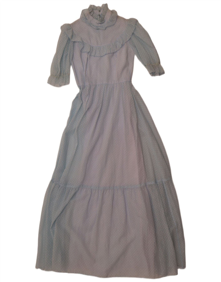 JOHN BENTLEY Rochie maxi pentru femei cu volan în față UK 12 Medium Blue Spotted