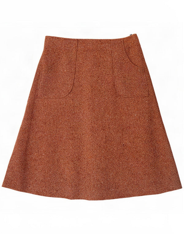 Vintage Womens A-Line Fusta Medium W30 Brown Flecked