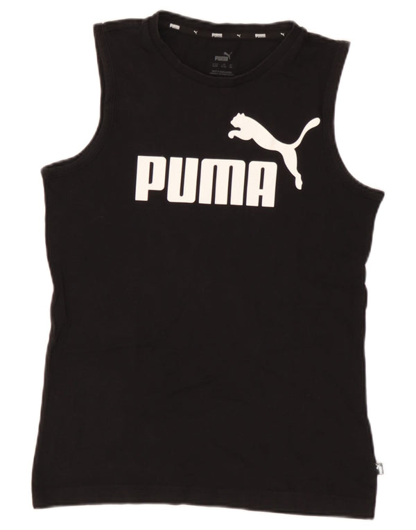 Bluză cu vestă grafică Puma pentru băieți 13-14 ani, bumbac negru