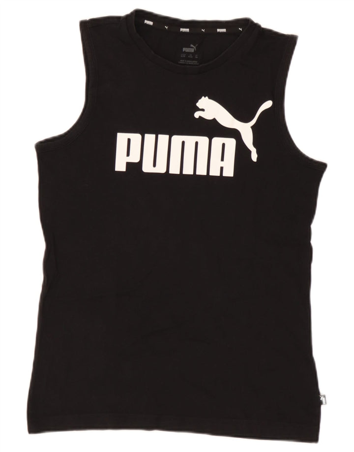 Bluză cu vestă grafică Puma pentru băieți 13-14 ani, bumbac negru