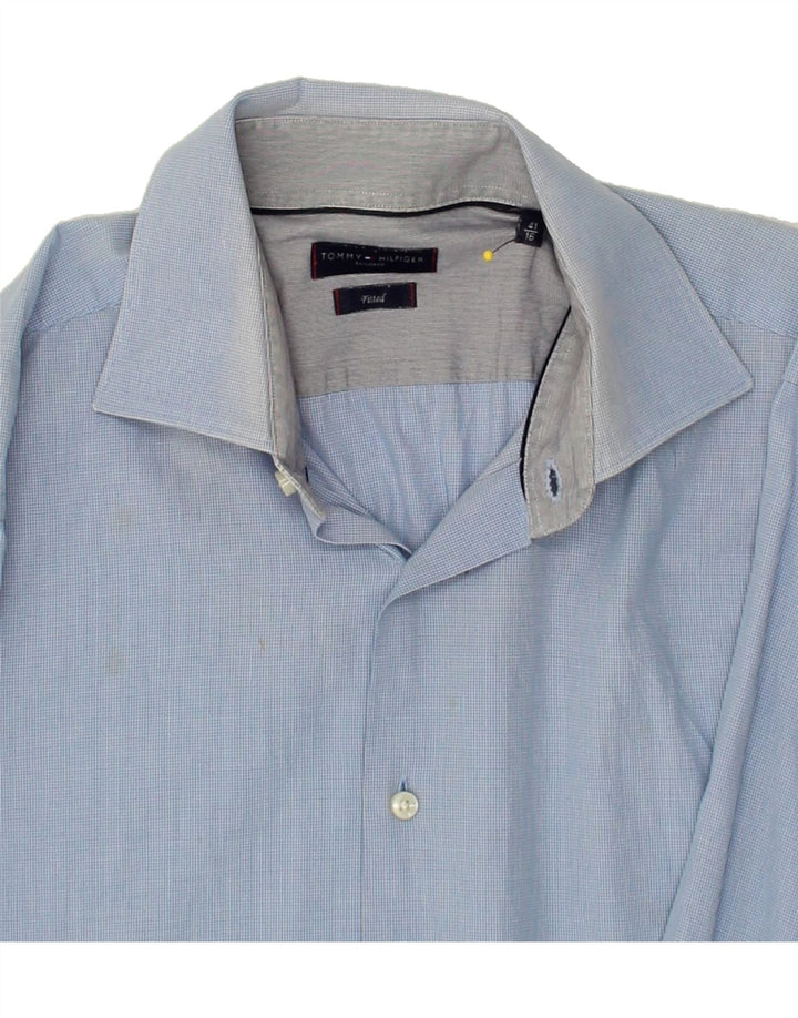 TOMMY HILFIGER Mens Fitted Shirt Size 41 16 Large Blue Check Cotton Vintage Tommy Hilfiger and Second-Hand Tommy Hilfiger from Messina Hembry 