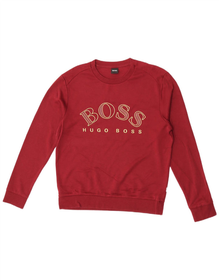 Hanorac grafic pentru bărbați Hugo Boss Pulover mediu burgundă