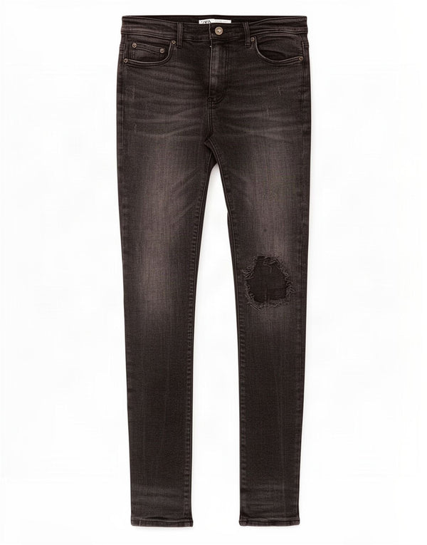 Blugi skinny distressed pentru femei Zara EU 42 Large W32 L33 Bumbac negru