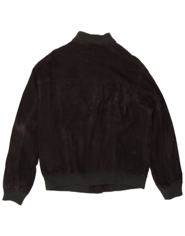 Jachetă Bomber Vintage pentru bărbați din piele intoarsa IT 50, mare, neagra
