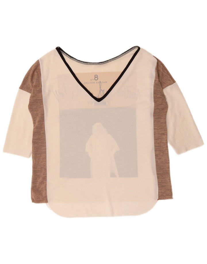 Top cu grafic supradimensionat pentru femei Zara, cu mâneci 3/4 UK 10, mic, alb