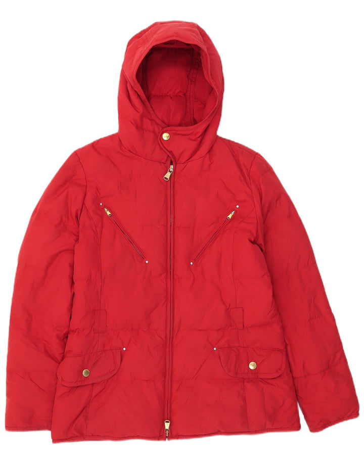 Jachetă căptușită cu glugă pentru femei Ralph Lauren UK 12 Poliester roșu mediu