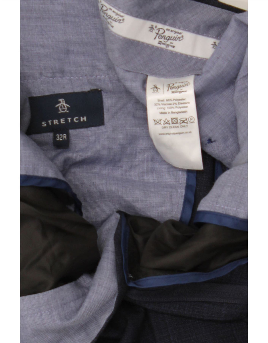 Pantaloni slim pentru bărbați Penguin L32 L30 Poliester cu carouri bleumarin