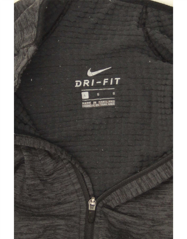 Top cu mânecă lungă pentru bărbați Dri Fit Dri Fit, cu fermoar, cu mânecă lungă, mare, pete gri