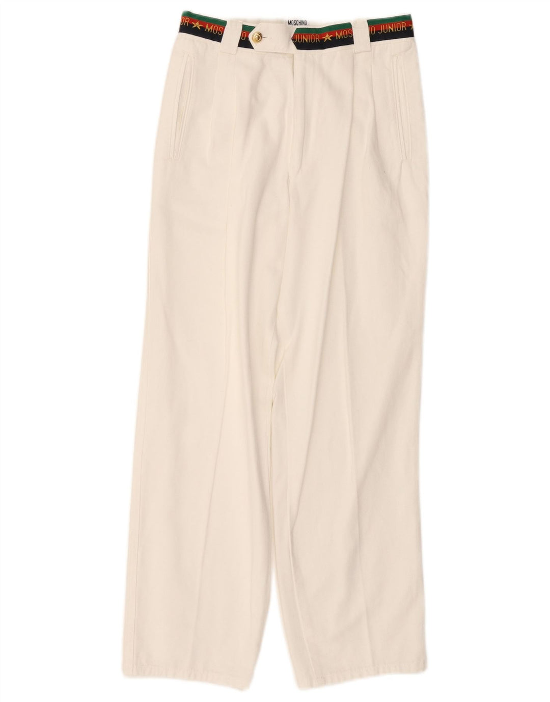 MOSCHINO Pantaloni de costum cu cule grafic pentru băieți 9-10 ani L24 L25 Bumbac alb