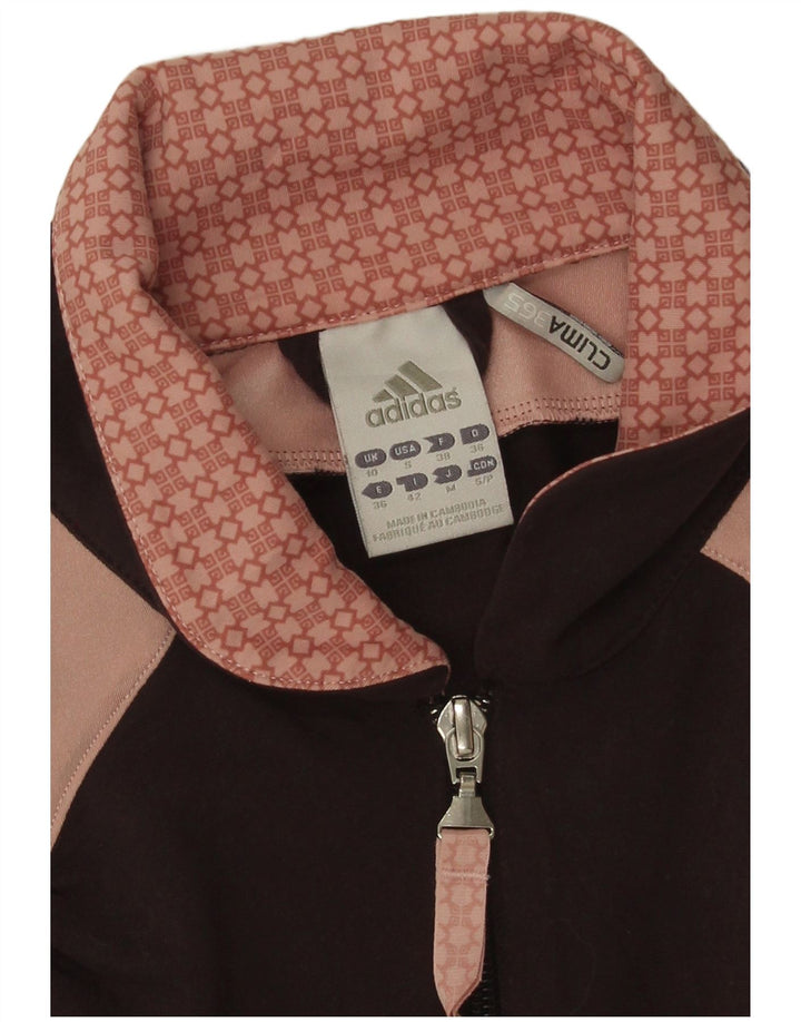 Jachetă de top pentru trening Adidas pentru femei UK 10 Small Maroon Colorblock Poliester