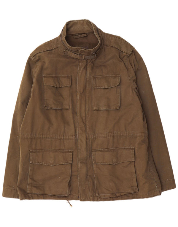 Marks & Spencer Mens Utility Jacket UK 46 3XL Khaki Cotton