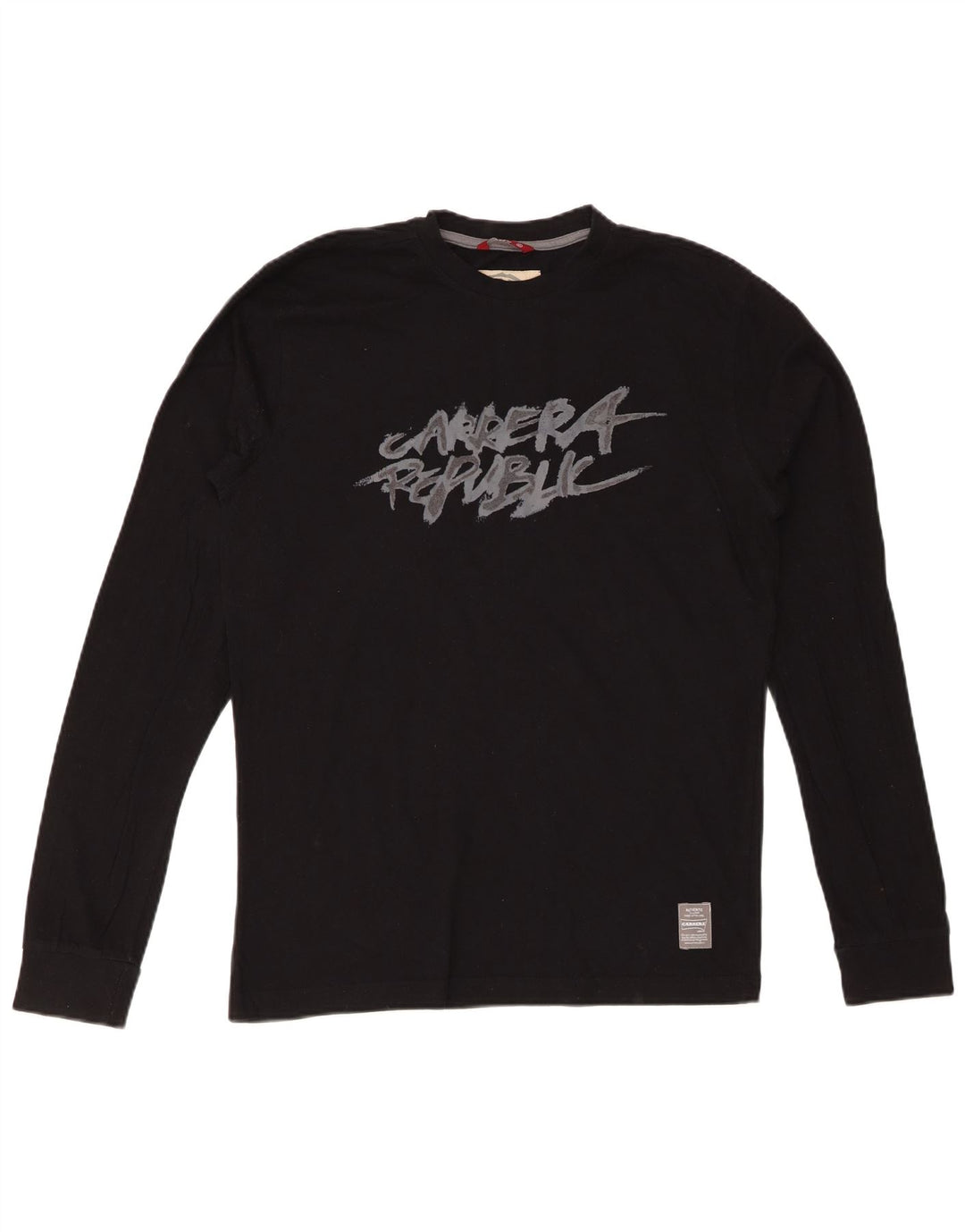 CARRERA Top grafic pentru bărbați cu mânecă lungă, mediu negru