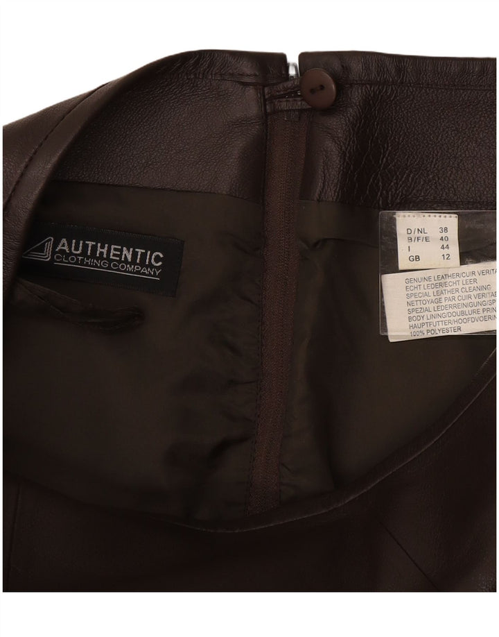 Fusta de piele pentru femei VINTAGE UK 12 Medium W28 Piele maro