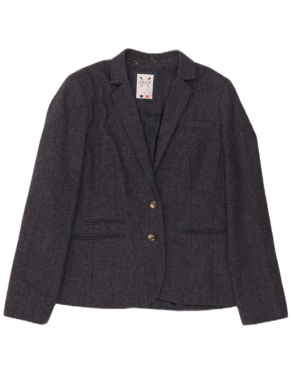 Crew Clothing Jachetă cu 2 nasturi pentru femei UK 14 Lână mare, gri cu dungi