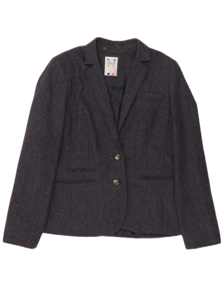 Crew Clothing Jachetă cu 2 nasturi pentru femei UK 14 Lână mare, gri cu dungi