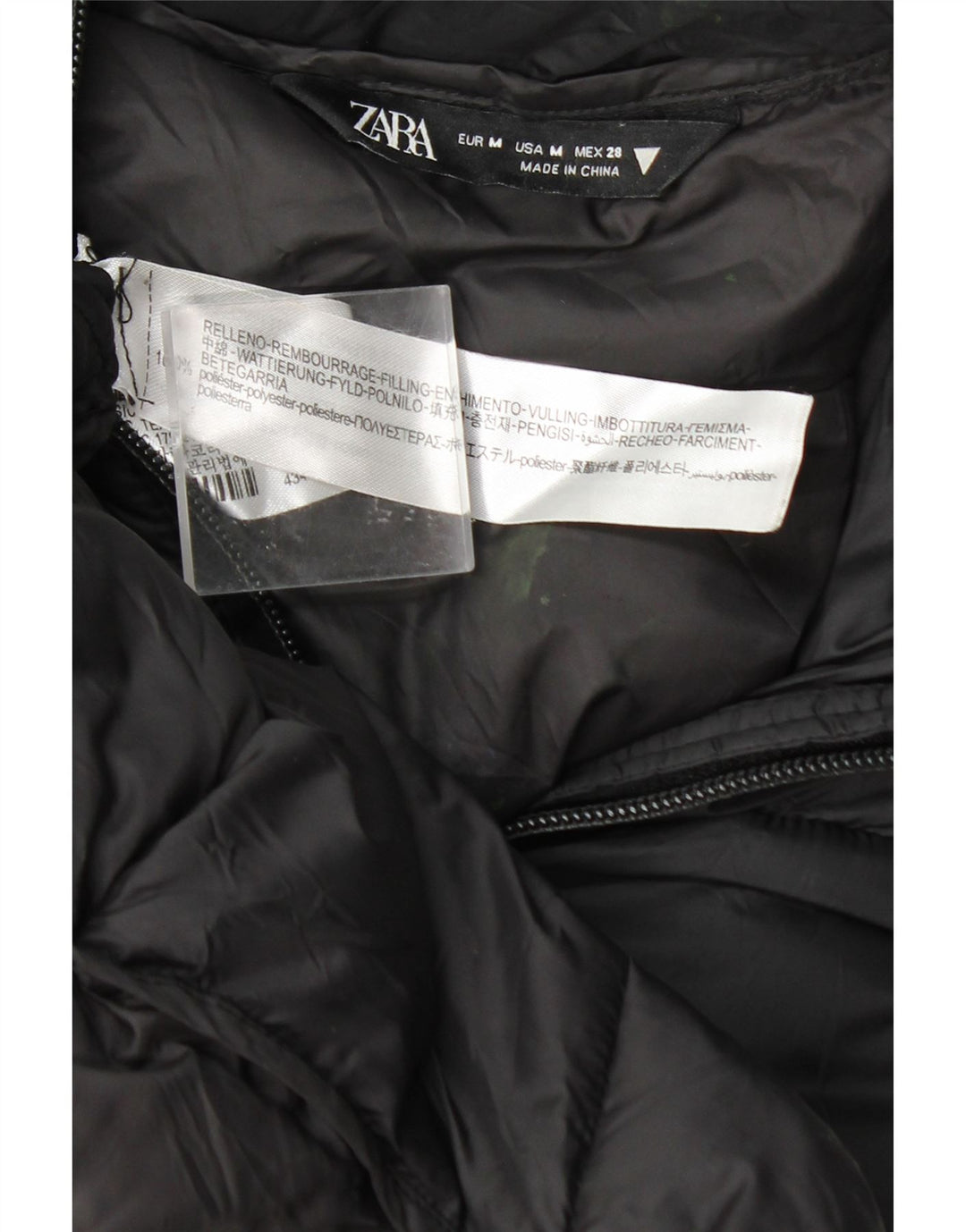Palton căptușit cu glugă pentru femei Zara UK 14 Medium Black Nylon