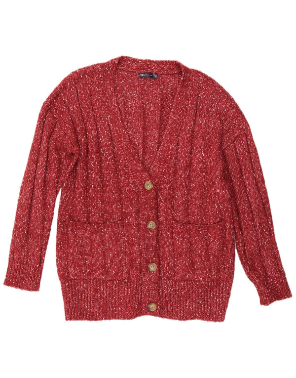 Pulover cardigan supradimensionat pentru femei Marks & Spencer UK 14 Medium Red Flecked
