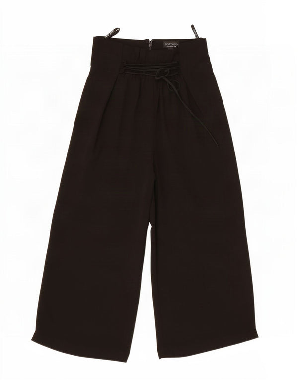 Topshop Pantaloni Capri pentru femei cu talie înaltă și picioare largi UK 8 Small W26 L20 Black