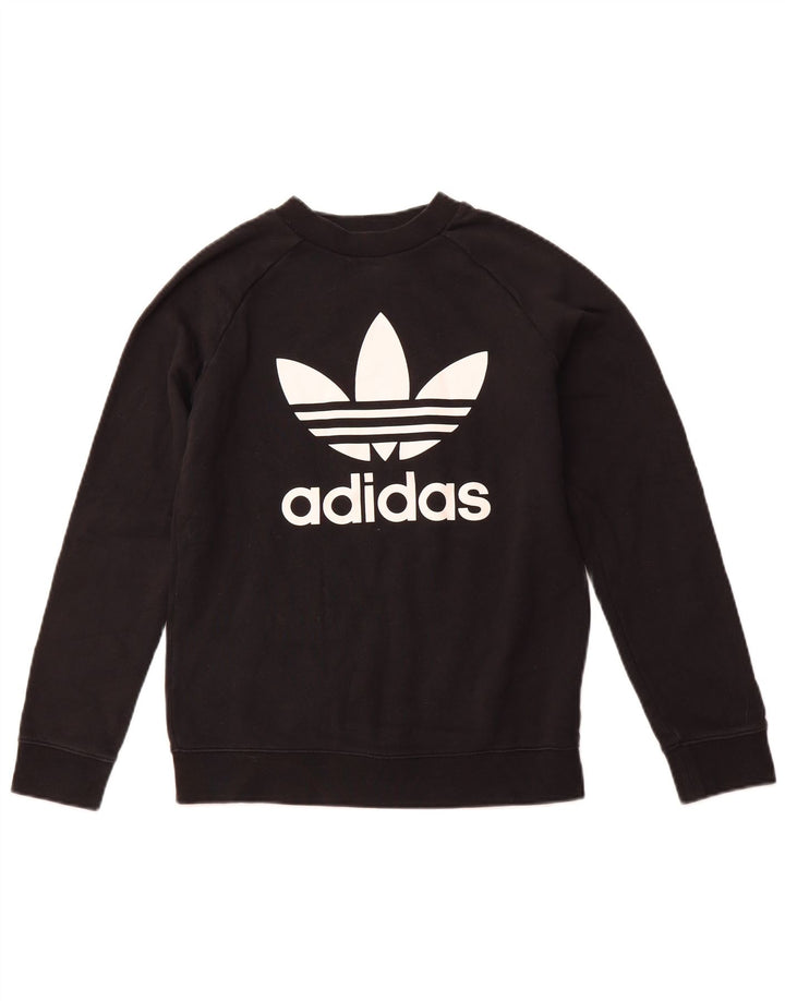 ADIDAS Pulover cu grafic pentru femei UK 10 Bumbac negru mic