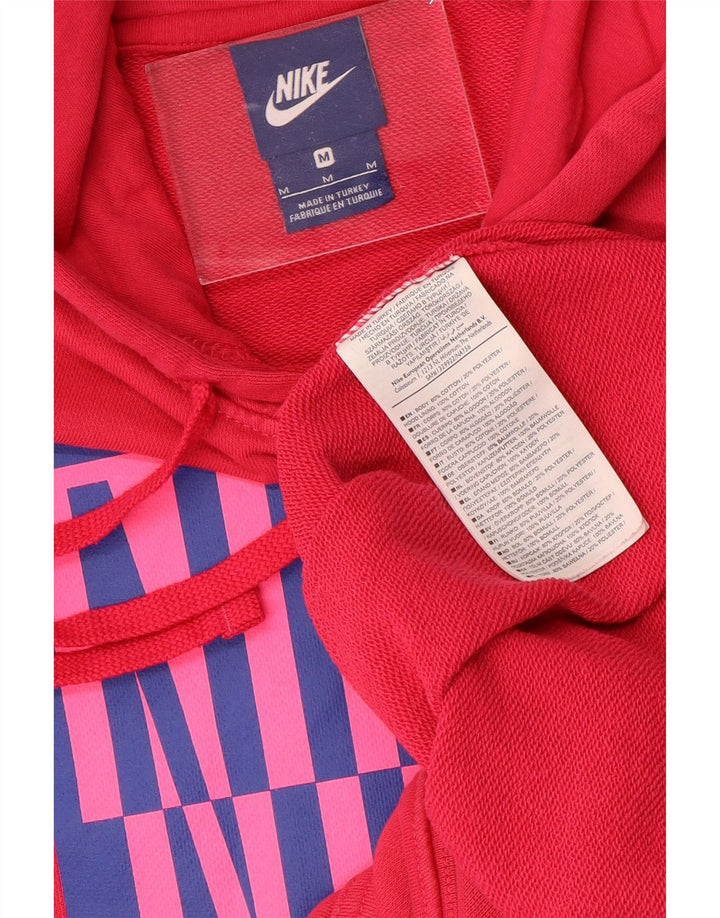 Pulover NIKE pentru bărbați cu glugă grafic, bumbac mediu roz