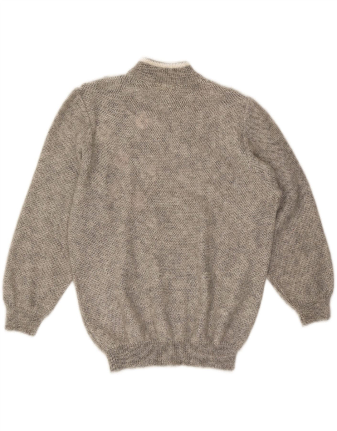 VINTAGE Pulover cu gât țestoasă pentru femei UK 18 XL Mohair floral gri