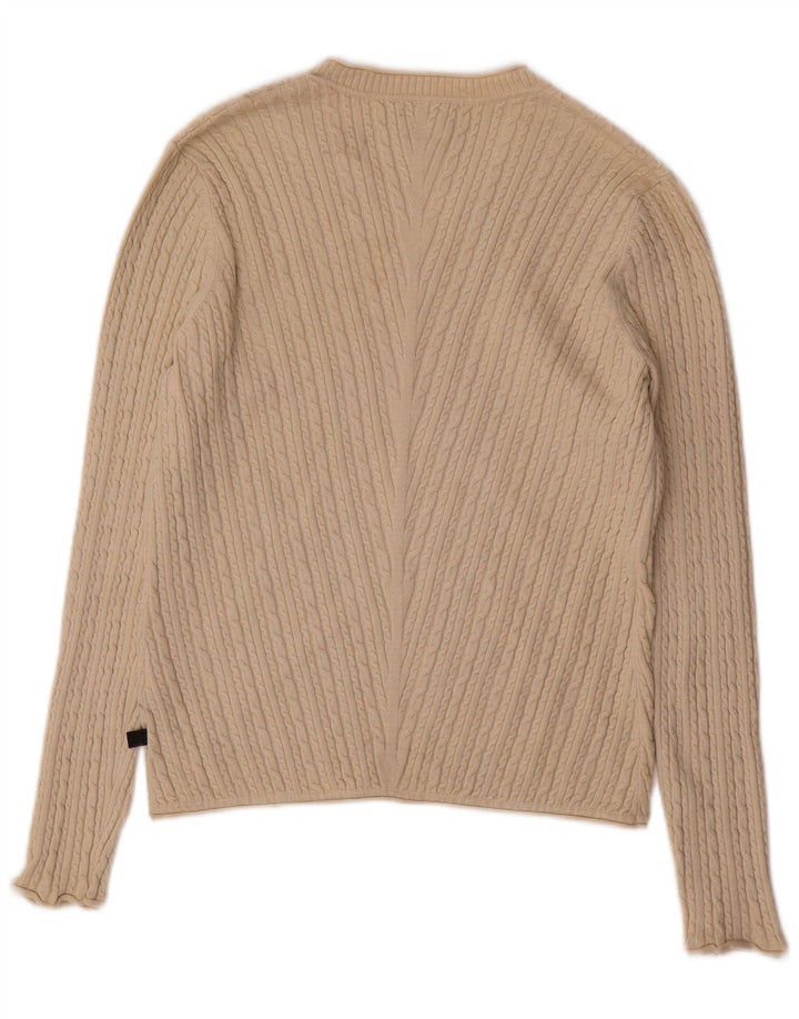 Pulover cu decolteu în V ADIDAS pentru femei UK 12 Mătase mediu bej