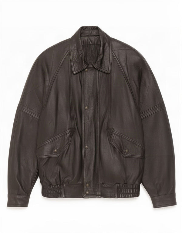 Jachetă de piele vintage pentru bărbați IT 50 Large Black
