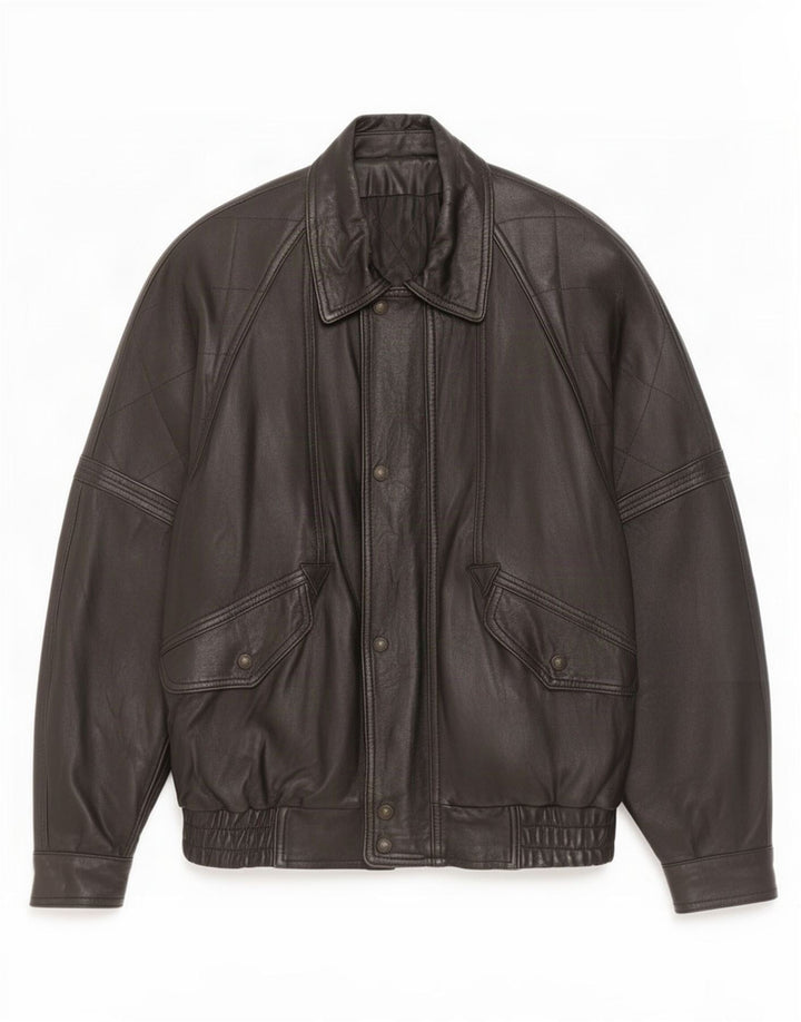 Jachetă de piele vintage pentru bărbați IT 50 Large Black