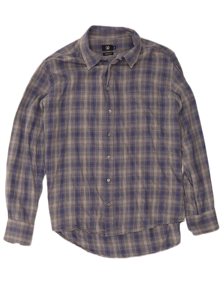 Cămașă pentru bărbați Dack's Regular Fit Flannel XL Blue Check Bumbac