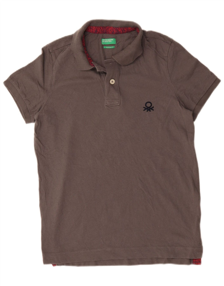 Tricou polo Benetton pentru bărbați, cu formă musculară, din bumbac gri mediu