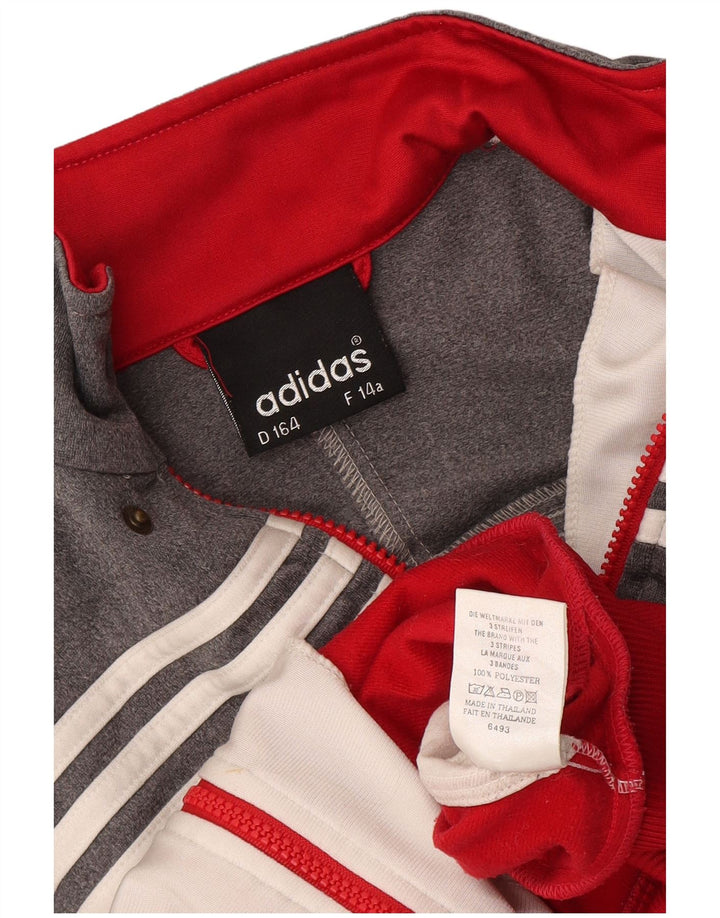 Jachetă de trening pentru băieți Adidas 13-14 ani, gri, poliester color bloc