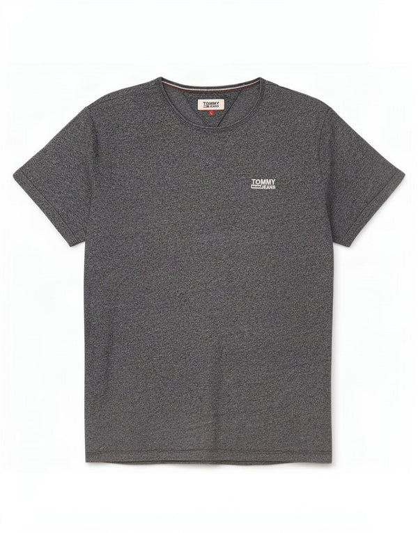 Tommy Hilfiger Mens T-Shirt Top Large Grey Flecked Cotton