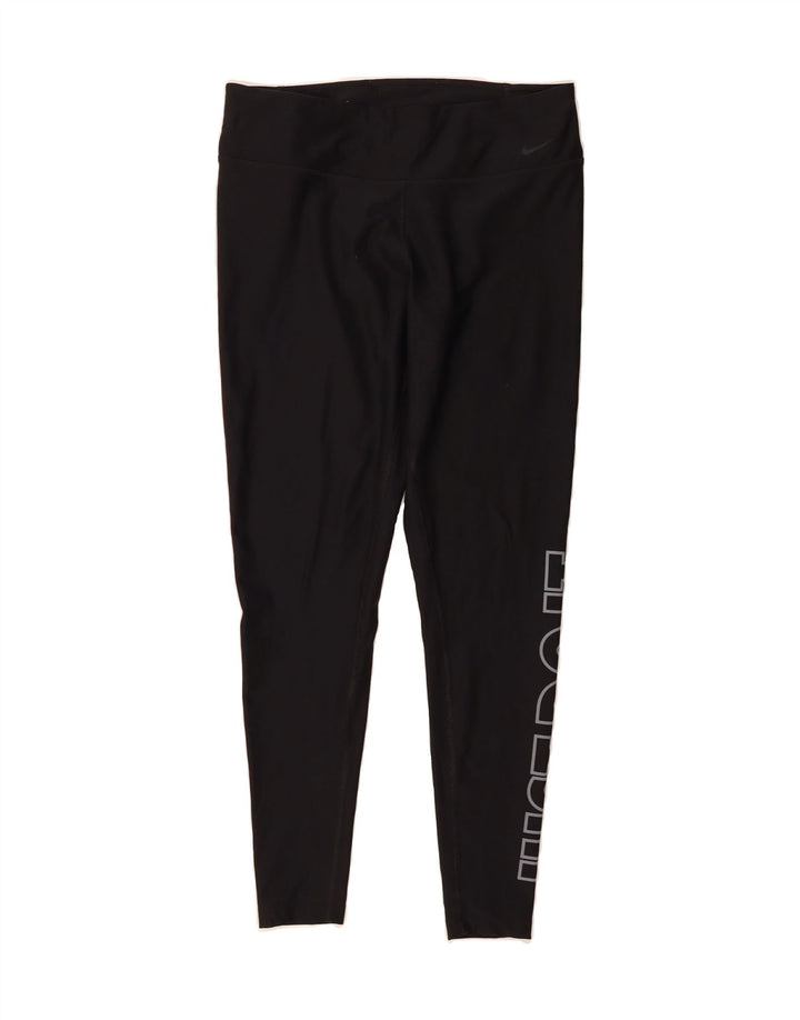 NIKE Womens Dri Fit Graphic Leggings UK 16 Large  Black Polyester Vintage Nike and Second-Hand Nike from Messina Hembry 
