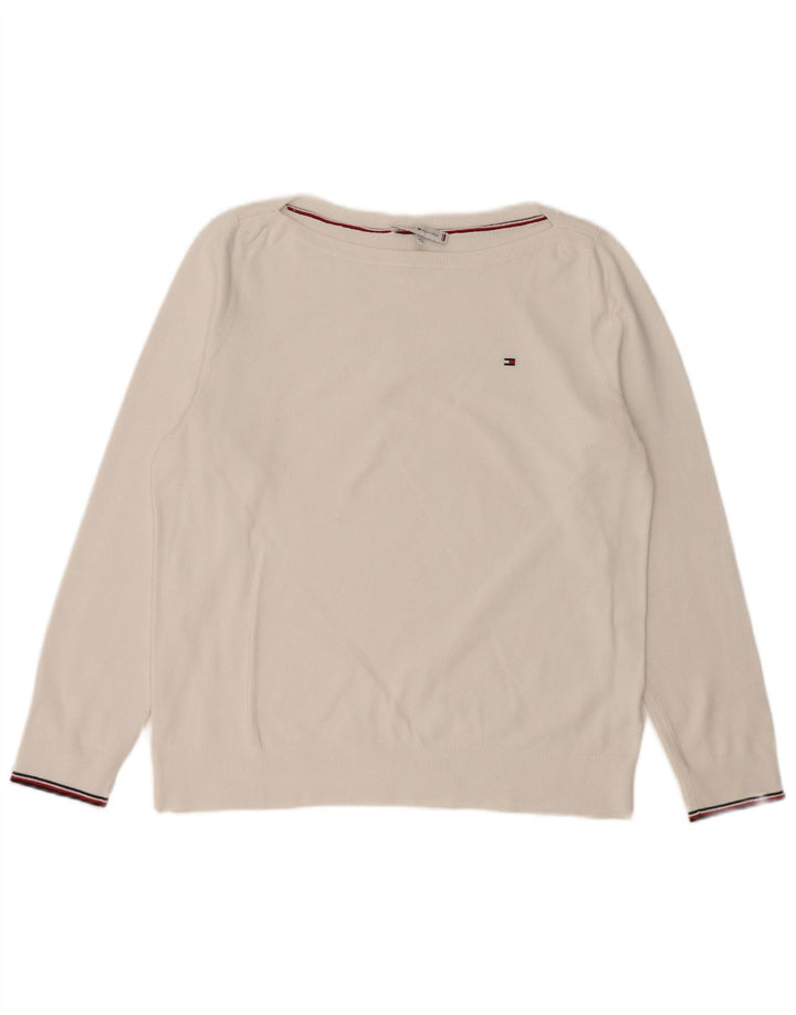 Pulover pentru femei TOMMY HILFIGER Pulover cu gât de barcă UK 14 Medium White